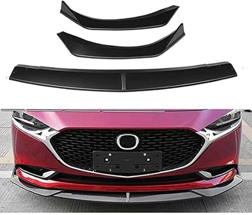 Frontspoiler Lippe für Mazda 3 Sedan Axela 2019 2020, 3 STÜCKE Style Auto Frontstoßstange Lippenspoiler Splitter Diffusor Abnehmbarer Body Kit Cover Guard Stoßfängerlippe,C-Matte Black
