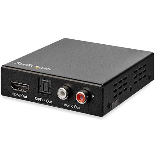 StarTech.com 4K HDMI Audio Extractor (4K 60 Hz, HDMI Audio DEembedder - HDR - Toslink Optical Audio, Dual RCA Audio, HDMI Audio)