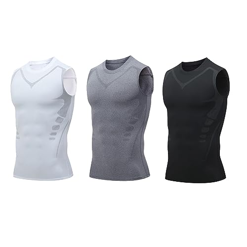 AHYXHY GFOUK™ MENIONIC Tourmaline PostureCorrector Vest, GFOUK MENIONIC Turmalin-Haltungskorrekturweste, Ionic Shaping Vest Men (Large,3Color)