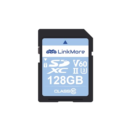 LinkMore XV26 SDXC UHS-II 128 GB, C10, U3, V60, für Digitalkamera, 4K/8K-Video-Drohne, bis zu 250 MB/s Lesen, 100 MB/s Schreiben.