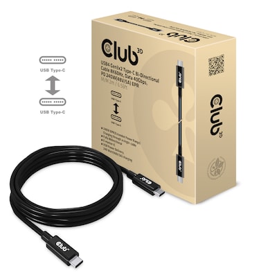 Club 3D CAC-1578 USB4 Gen3x2 Type-C Bi-Direktional Kabel 8K60Hz 40Gbps PD 240W(48V/5A) EPR St/St 2m