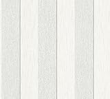 Architects Paper Textiltapete Tessuto 2 Tapete mit Blockstreifen 10,05 m x 0,53 m grau weiß Made in Germany 961941 96194-1