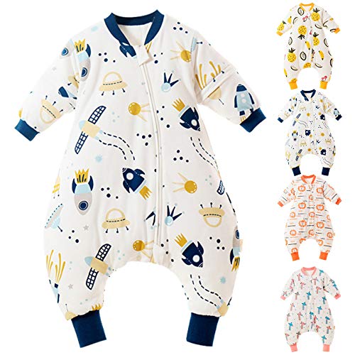 Baby-Schlafsack mit Beinen, Kleinkind, tragbare Decke, Schlafsack, geteiltes Bein mit abnehmbaren Ärmeln, für Säuglinge von 10 Monaten bis 4 Jahren, Höhe 77-98 cm