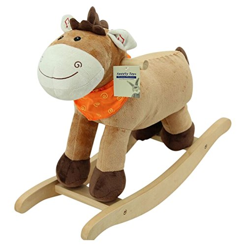 Sweety Toys Plüsch 3709 Schaukelpferd Cutie Pony Fohlen mit orangenem Halstuch, braun