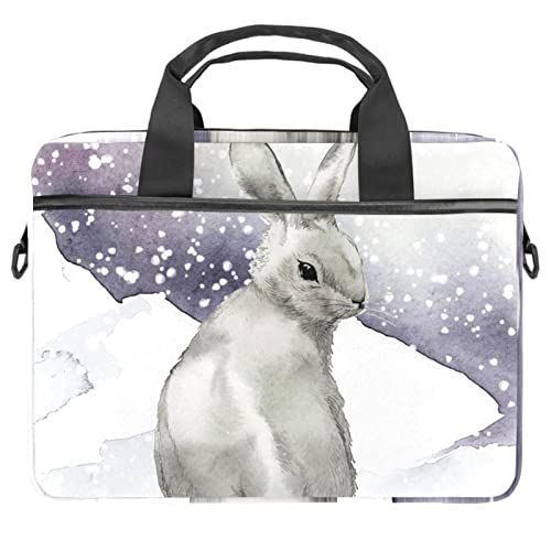 Winter Schnee Tier Kaninchen Laptop Schulter Messenger Bag Crossbody Aktentasche Messenger Sleeve für 13 13,3 14,5 Zoll Laptop Tablet Schützen Tote Bag Case, mehrfarbig, 11x14.5x1.2in /28x36.8x3 cm