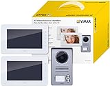 Vimar K40931 2-Familie Video Entry Kit mit: 2 Freisprecheinrichtung 7" LCD Video Entryphones 2-Tasten Audio Video Eingang Panel 2 Versorgungseinheiten mit Befestigungsklammer