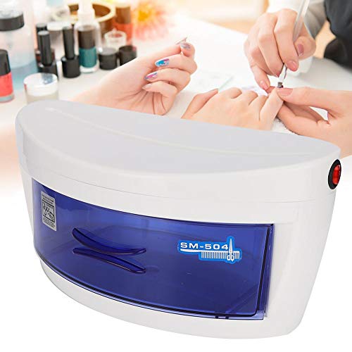 Cosiki Juli-Geschenk Professionelle Nail Art Sterilisator Box - Hochtemperatur Nail Art Sterilisator Werkzeug UV Ozon Desinfektionsschrank Nail Art Werkzeugkasten(EU-Stecker)
