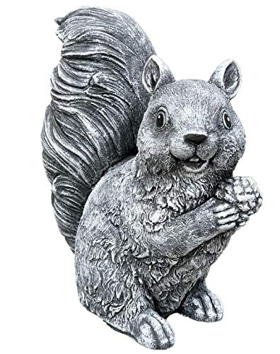 Steinfigur Eichhörnchen stehend, Frost- und wetterfest bis -30°C, massiver Steinguss