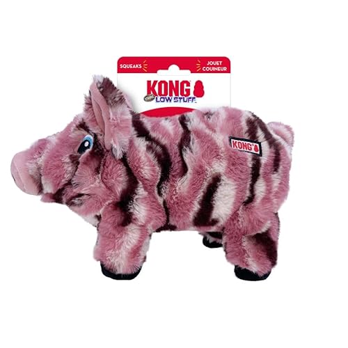 KONG Low Stuff Stripes Plüsch-Hundespielzeug für alle Hunderassen (Schweine)