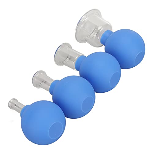 Silikon-Vakuumabsaugung, Förderung der Durchblutung Lymphtherapie Halsglas-Schröpfwerkzeug (Blau)