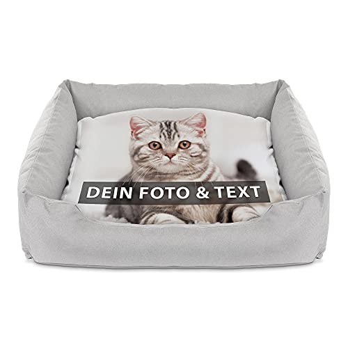 Print Royal Tierbett für Katzen zum selbst Gestalten mit eigenem Katzenfoto - personalisierbares Katzenbett komplett mit Kissen - Geschenke für Katzenliebhaber, 65 x 55 cm