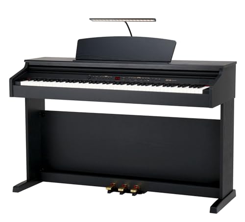 Classic Cantabile DP-50 SM E-Piano Kopfhörer Set - Digitalpiano mit Hammermechanik - 88 Tasten - Piano für Anfänger - Set inklusive dimmbarer Pianoleuchte - schwarz matt