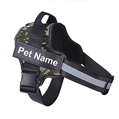 Dog Harness Reflective Patch Outdoor Walking Dog Supplies-Green Camouflage,M