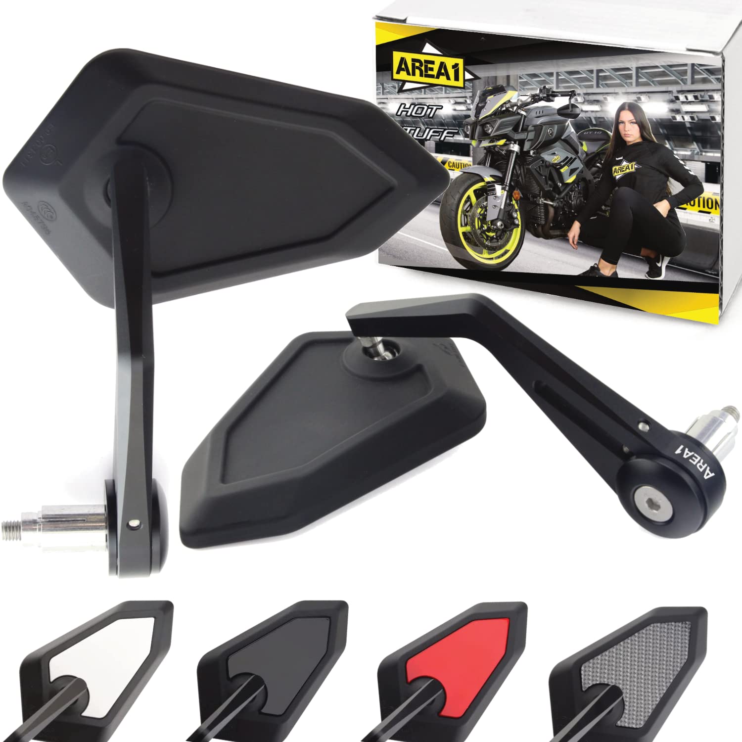 Area1 Motorrad Spiegel Lenkerendenspiegel CNC kompatibel mit Honda CB 650 F, CB 650 R Neo Sports Cafe (V54 / Schwarz)