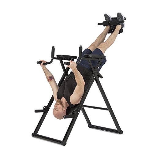 Klarfit Power-Gym - Inversionsbank, Hang-Up-Rückentrainer, Rücken-Bank, 6-in-1-Multitrainer, Inversion, Push-Ups, Squats, Chin-Ups, Dips & Ab-Training, bis 120 kg, verstellbar, schwarz