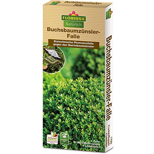 Florissa Natürlich Buchsbaumzünsler-Falle, biotechnische Pheromonfalle mit natürlichem Lockstoff, grün, 1 Set Schachtel