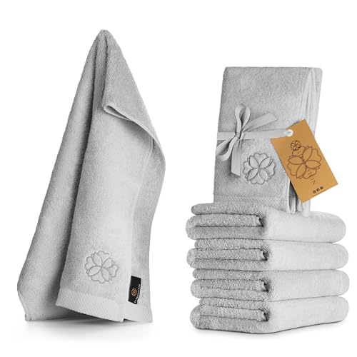 Liebenstein® [6er Premium Handtücher Set - 50x100 cm - Handtuch Set aus feinster Baumwolle mit 550 g/m² - außergewöhnlich weich und saugstark (hellgrau)