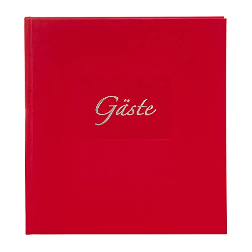 goldbuch 48047 Gästebuch mit Lesezeichen Seda, 23 x 25 cm, Hochzeitsgästebuch mit 176 weiße Blankoseiten Schreibpapier, Einband Kunstdruck gerippt mit Silberprägung, Rot