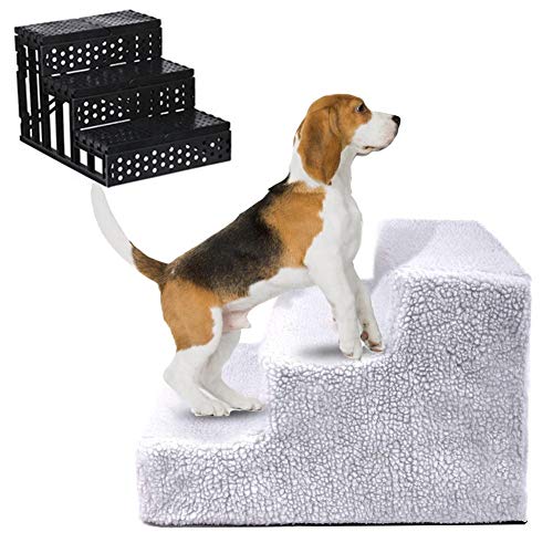 biteatey 3 stöckiges Hund Treppen,Tragbare Haustier Treppe, Abnehmbare Pet Tiertreppe, Ideal Rampe für Kleinere Hunde