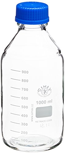 neoLab E-1432 Laborflaschen, GL 45, 1000 mL, Iso-Gewinde, Kappe + Ausgießring (10-er Pack)