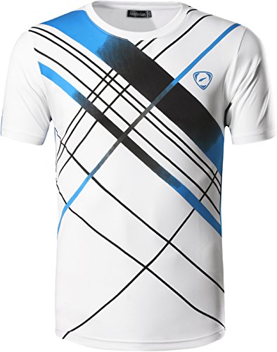 jeansian Herren Sport Tee Shirt Tshirt T-Shirt Kurzarm Tops Tennis Golf Bowling Trockener Sitz LSL133 White M