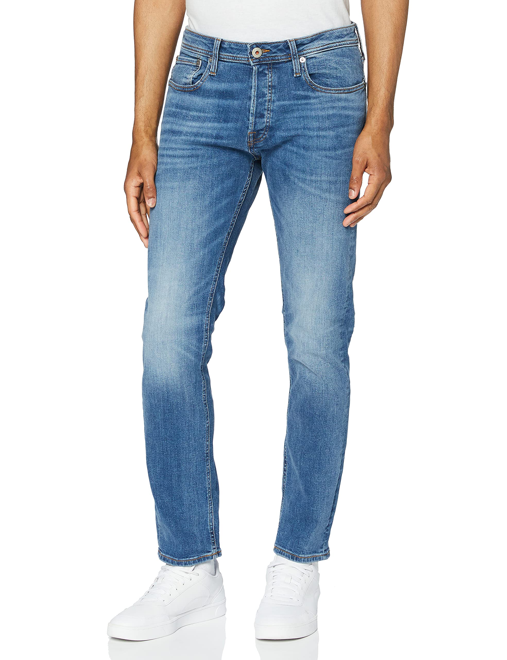 Herren Jack & Jones Jeans Tim Straight Legs Slim Fit Flat Front Tim ORIGINAL, Farben:Blau-2, Größe Jeans:33W / 32L