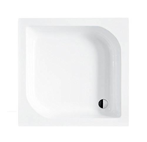 Duschwanne 70x70 cm Duschtasse ohne Schürze Quadrat ARES L-Form + Siphon Viega Domoplex fi50 befliesbar