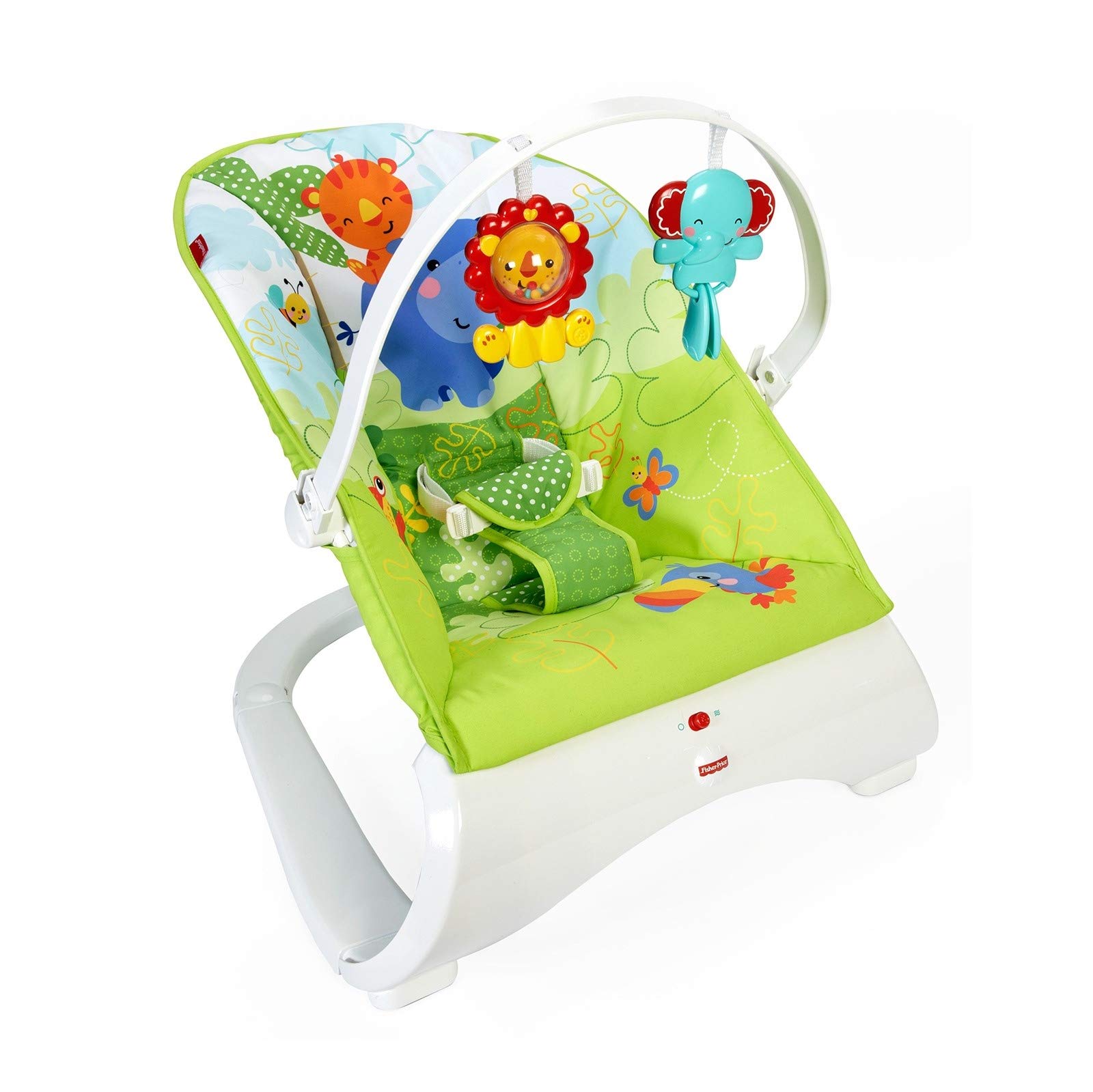 Fisher-Price CJJ79 Comfort Curve Wippe Babyschaukel und Sitz mit, ab nehmbarem Spielbügel inkl. Tierspielzeug, ab 0 Monaten, max. 9 kg