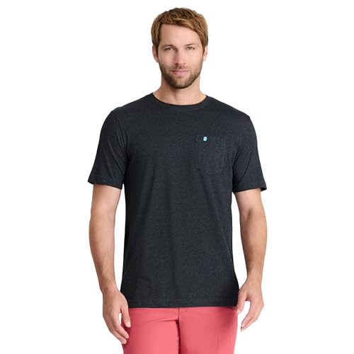 Izod Herren Saltwater, kurzärmelig, mit Tasche T-Shirt, schwarz, Groß