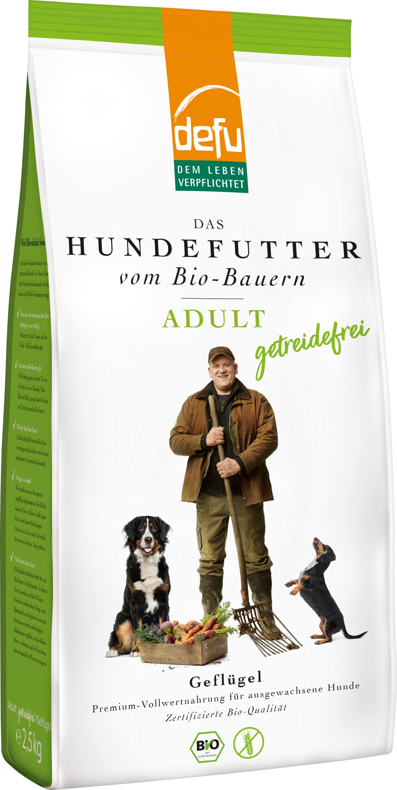 defu Hundefutter | 1 x 2,5 kg | Adult getreidefrei Bio Geflügel | Premium Bio Trockenfutter für ausgewachsene Hunde