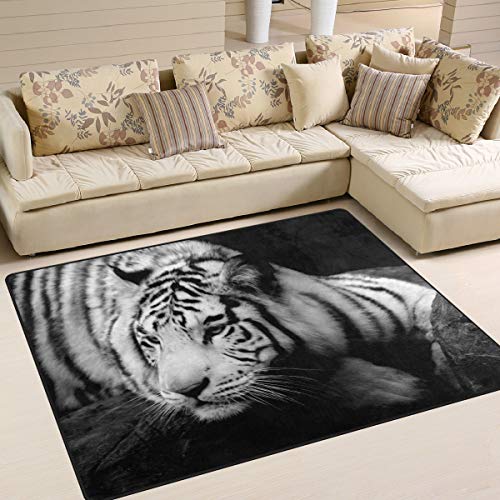 Use7 Teppich mit Tiger-Motiv f¨¹r Wohnzimmer, Schlafzimmer, Textil, Mehrfarbig, 203cm x 147.3cm(7 x 5 feet)