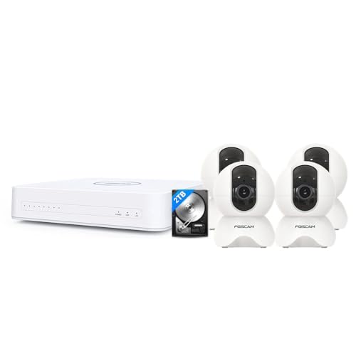 Digitales Full HD Videoüberwachungsset 4 Innenkameras X5 Weiß mit 1TB Festplatte - Foscam