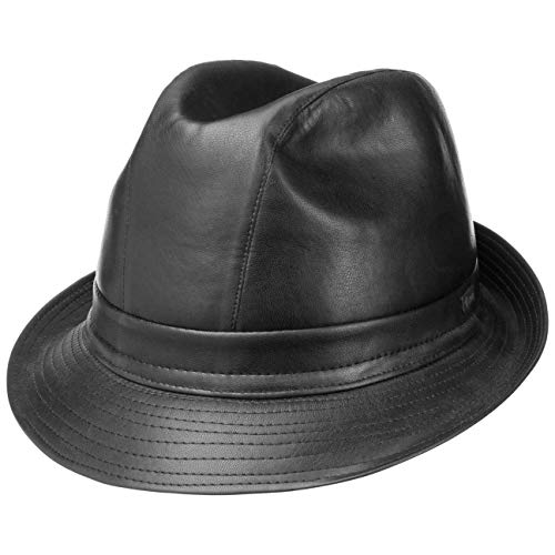 Lipodo Faux Leather Hat Trilby Trend hat (59 cm - schwarz)