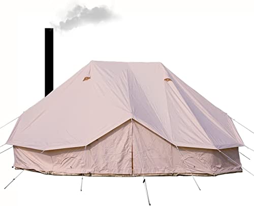 Sport Tent-4-Jahreszeiten Campingzelt Baumwoll Canvas Jurtenzelt mit Stehhöhe Rohrentlüftung wasserdicht Familienzelt 6m 3 Türen Luxus Hauszelt beige
