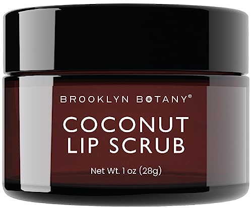 Brooklyn Botany Lip Scrub Exfoliator 1 oz – Lip Moisturizer for Dry Lips and Chapped Lips – Gentle Lip Exfoliator for Smooth and Brighter Lips – Coconut Flavor