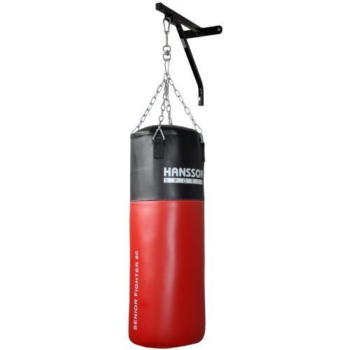 Hansson.Sports Boxsack gefüllt 25kg 80x30cm mit Wandhalter, Stahlkette & Drehwirbel