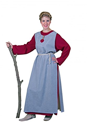Wikingerin Kostüm 2tlg. Kleid mit Überwurf und Kordel