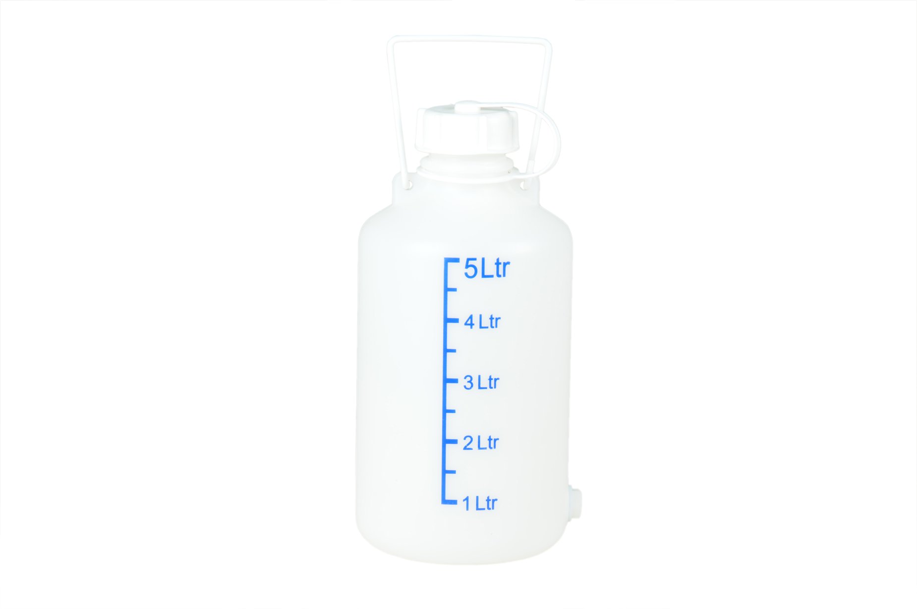 hünersdorff Vorratsbehälter / Ballon / Vorratsflasche besonders dickwandig, robust und bruchsicher, chemische Beständigkeit, 5 Liter, mit Skala, Made in Germany