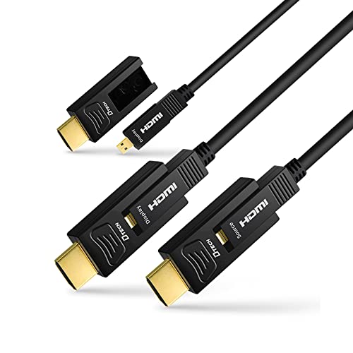 DTech Glasfaser-HDMI-Kabel, 30,5 m, 4K, 60 Hz, 444 Chroma-Subsampling, 18 Gbit/s, High-Speed, Ultra HD, 30,5 m, Micro-HDMI auf Standard-HDMI-Kabel, abnehmbare Enden, kompatibel mit TV-Projektor,