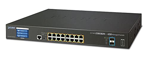 Planet L2+/L4 16-Port 10/100/1000T 75W Ultra PoE + 2-Port 10G, GS-5220-16UP2XV (75W Ultra PoE + 2-Port 10G SFP+ Managed Switch with Color LCD Touch Screen, Hardware Layer3 IPv4/IPv6)