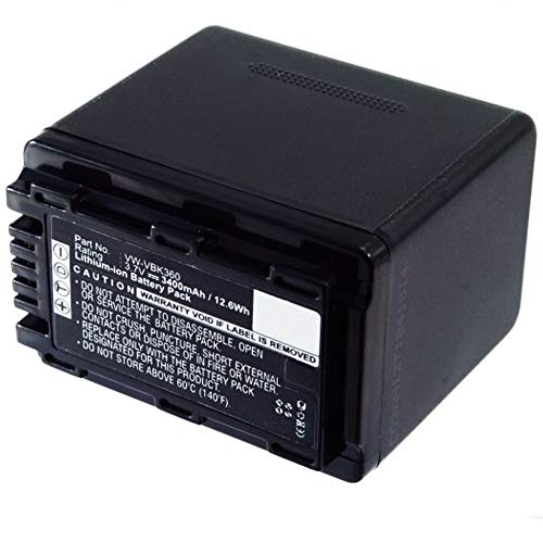 subtel® Qualitäts Akku kompatibel mit Panasonic HDC-SD40 -SD80 -SD66 -SD99 -SD60 -SD90 -HS60 -SDX1 SDR-S50 -S70 -H85 HC-V10, 3400mAh VW-BC10,VW-VBK180,VW-VBK360,VW-VBL090 Ersatzakku Batterie