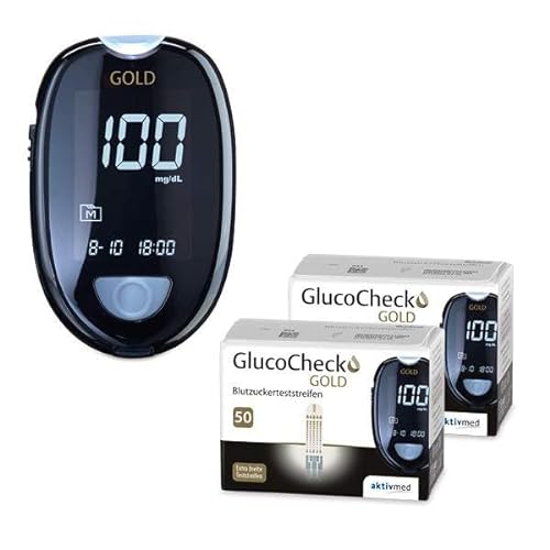 GlucoCheck GOLD Starter-Set (mg/dl) mit 110 Blutzuckerteststreifen