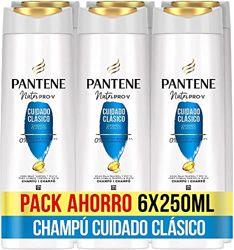 Pantene Nutri Pro-V Classic Pflege-Shampoo mit Pro-V Formel + Antioxidantien, für normales und gemischtes Haar, lässt das Haar glänzend und gesund 6 x 250 ml