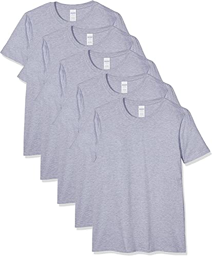 Gildan Herren 64000 T-Shirt, Grau (Sport Grey), L (5er Pack)
