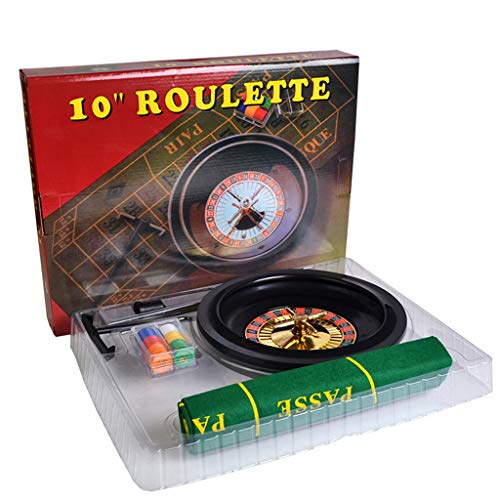 hetuioiyster 10-Zoll-Roulette-Spielset mit Tischdecken-Pokerchips für Bar-Party-Borad-Spiel-Pokerchips