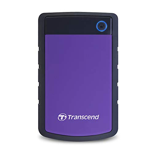 Transcend TS1TSJ25H3P 1TB portable, externe Festplatte (HDD) in purple (lila) mit Backup-Funktion (Datensicherung per Knopfdruck) und Schutzhülle, stoßfest, robust, Plug und Play