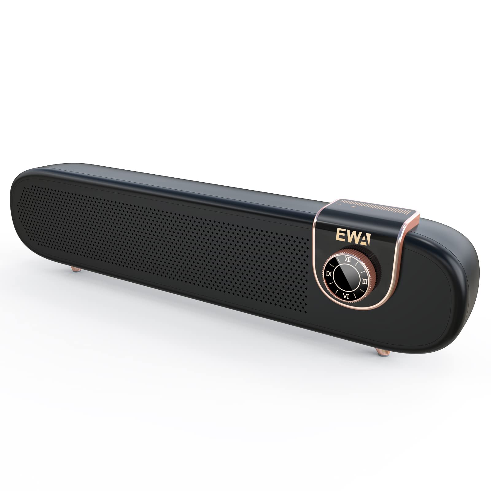 EWA L102 Retro-Bluetooth-Lautsprecher mit lautem und ausgewogenem tiefen Klang, tragbare drahtlose Lautsprecher-Soundbar, 12 Stunden Spielzeit, Bluetooth 5.0, Unterstützung Aux-in, für Party (Schwarz)