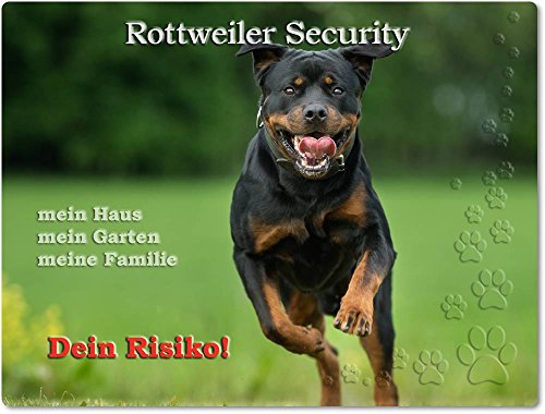 Merchandise for Fans Warnschild - Schild aus Aluminium 30x40cm - Motiv: Rottweiler Security (01)