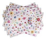 Maison d' Hermine Happy Florals-High Sweety 100% Baumwolle Set mit 4 Tischsets für den Esstisch | Küche | Hochzeit | Alltag | Dinnerpartys | Frühling/Sommer (33 cm x 48 cm)