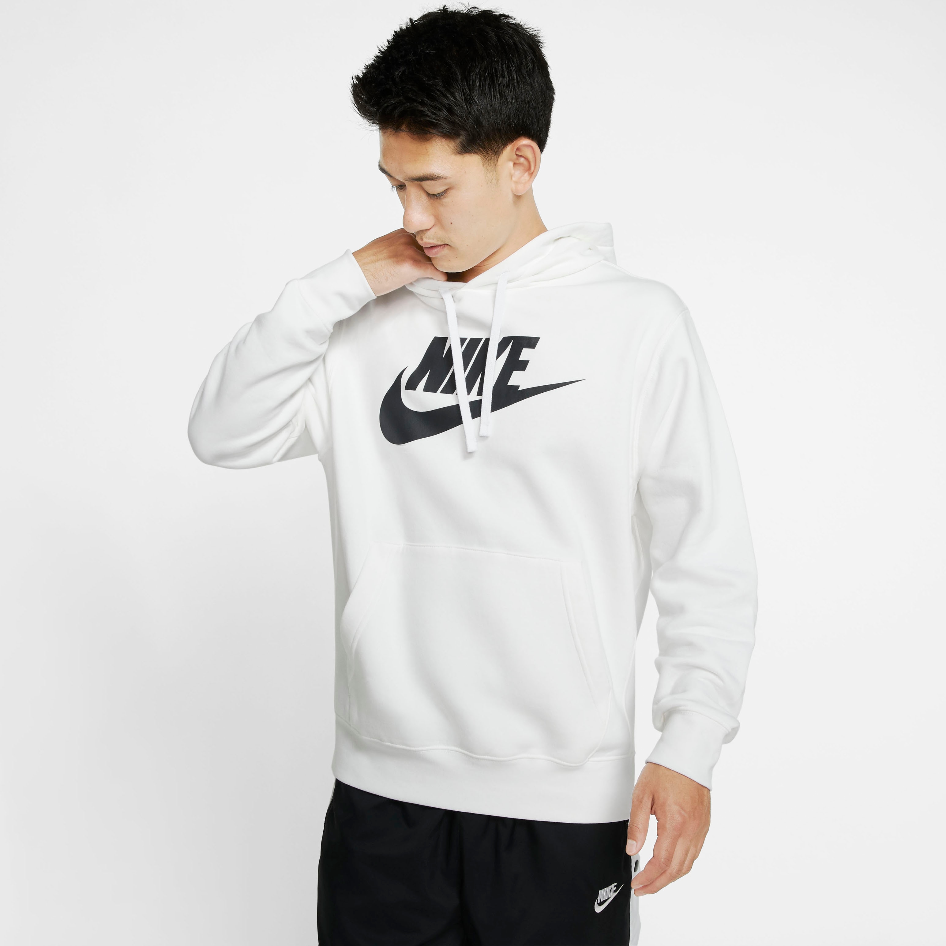 Nike Herren Sweatshirt M NSW Club Hoodie PO BB GX, White/White/(Black), L, BV2973